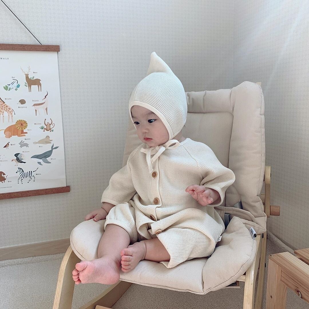 Baby Jongens Meisjes Rompertjes Herfst Korte Mouw Knop Baby Jumpsuit Leuke Peuter Effen Kleur Kleding Katoenen Baby Kleding: 033white / 6m
