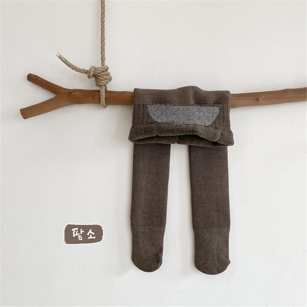 2022 Winter Kids Leggings Fur Lining Girls Tights Skinny Warm Fleece Leggings kids Pants Winter Kids Pants Children AA5636: khaki / 5-8Y