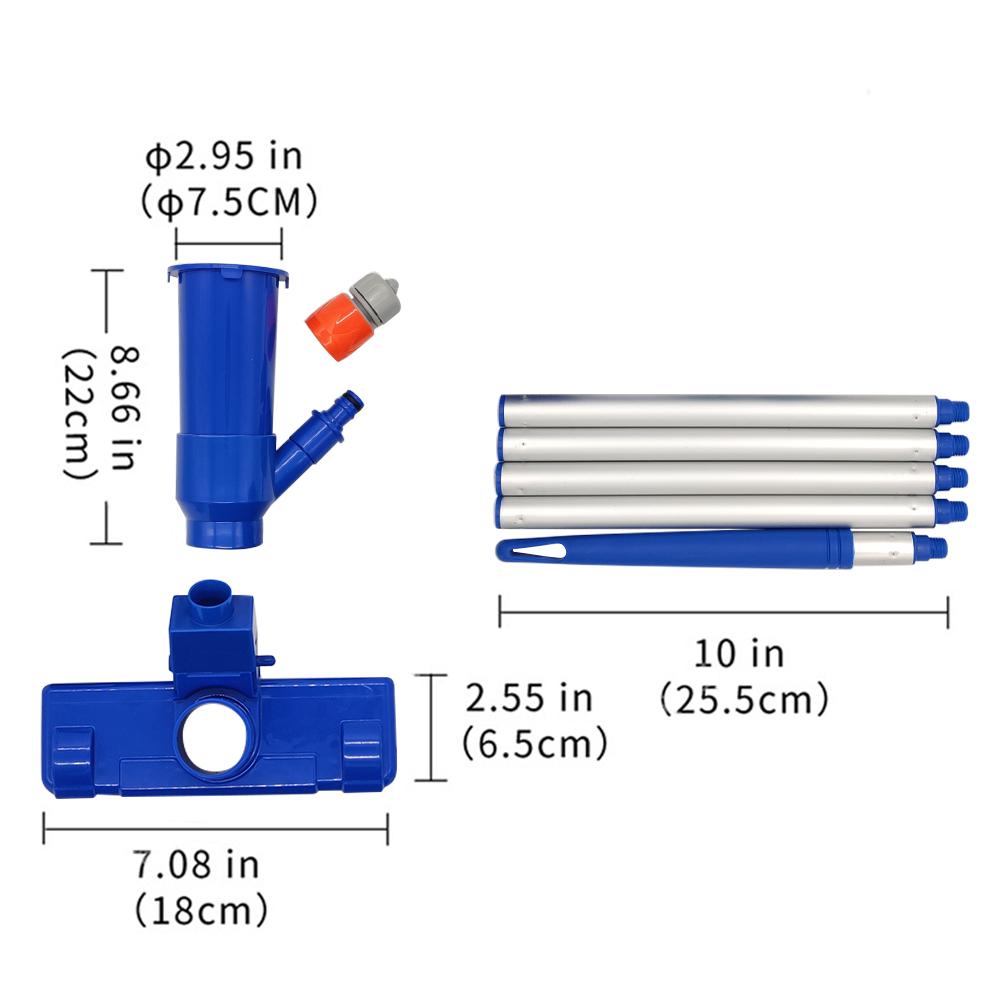 Pool Spa Pond Mini Jet Vacuum Cleaner Pool Vacuum Cleaner Set with Brush and Bag and 4ft Pole for Cleaning Pool Spa Fountain and