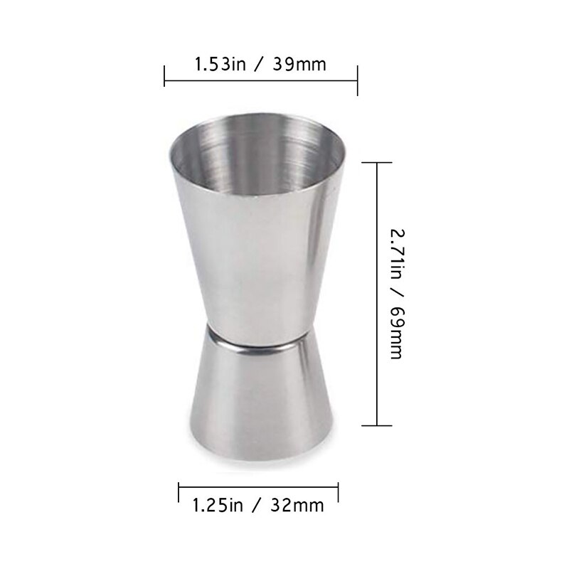 Deouny 2 Stks/set Dubbele Hoofd Cocktail Jigger 15/30 Ml Rvs Bar Jiggers Voor Cocktail Liquor Alcohol Drinken meten