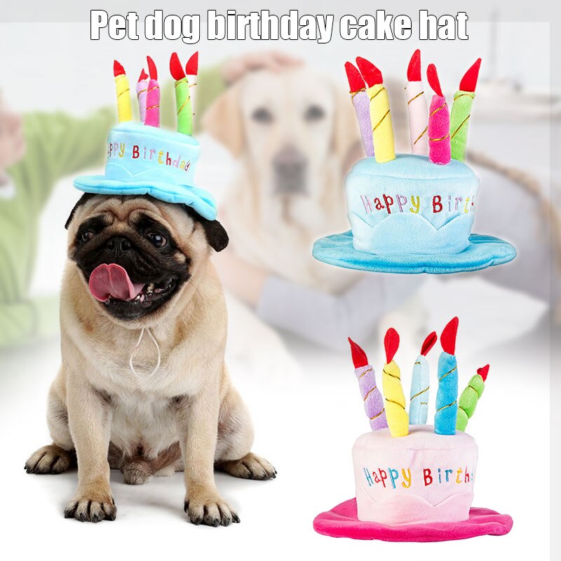 Leuke Hond Kat Verjaardagstaart Hoed Pet Cap Pet Hoed Met 5 Kleur Kaarsen Partij Accessoire THJ99