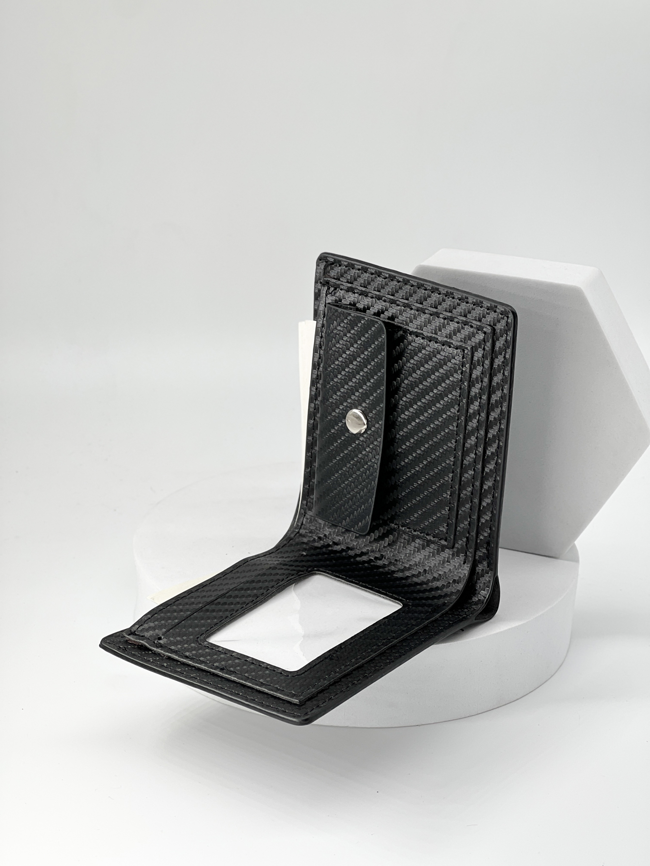 Trend Business Casual Students Simple Men's Short Wallet Carbon Fiber with Card Slot Wallet