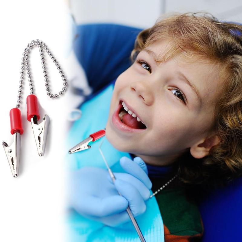 1pc servetthållare dental lab haklapp krokodilklämma flexibel stål metallkula kedja tandläkare slumpmässig färg