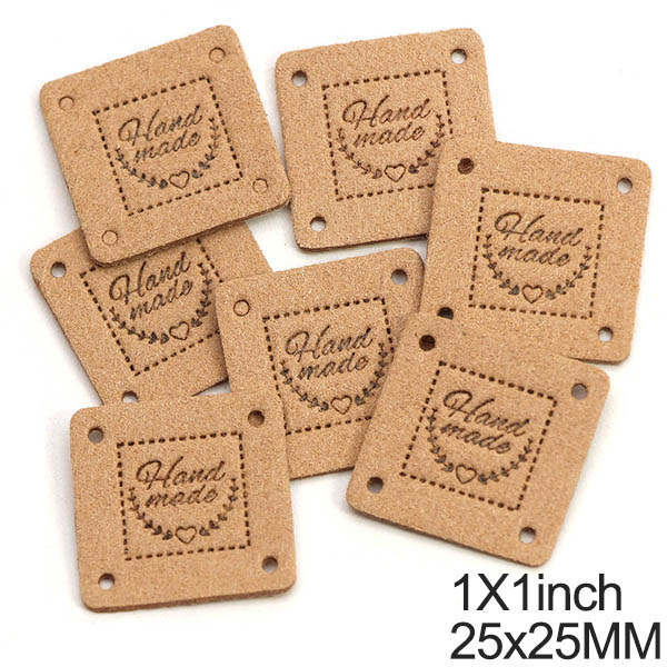 Étiquettes carrées en Fiber de cuir faites à la main pour vêtements, accessoires de couture, en forme de cœur, 25MM, 20 pièces: 08