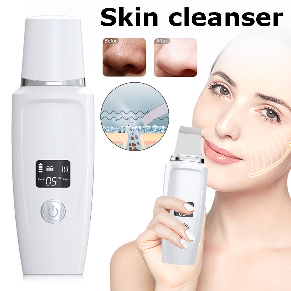 Electric Ultrasonic Skin Scrubber Blackhead Pimple Remover Pore Cleaning Face Peeling Tools EMS Massage Face Lifting Machine