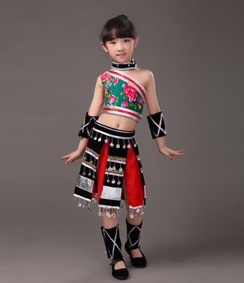 Yunnan Bai Peng pak jas bloeiende cucurbit fluit prestaties kleding jongen Minderheden Etnische kostuums kinderen volksdans: Child / L