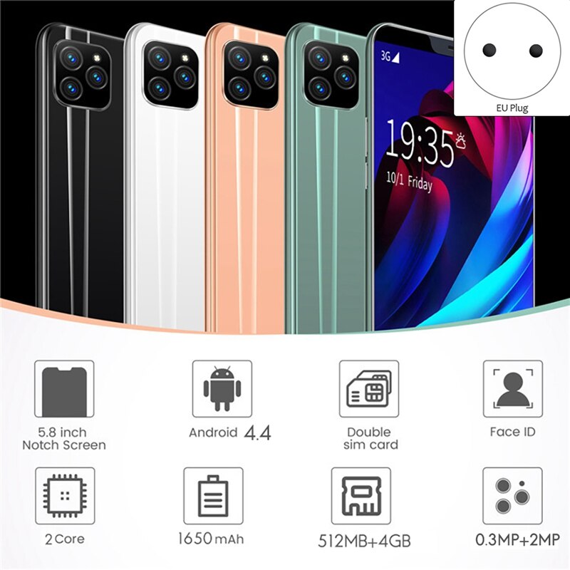 Teléfono Inteligente I13 Plus MTK6580, 5,8 pulgadas, Dual Core, 512MB + 4G RAM, tarjeta Dual, modo de espera Dual, Android 4,4, enchufe europeo