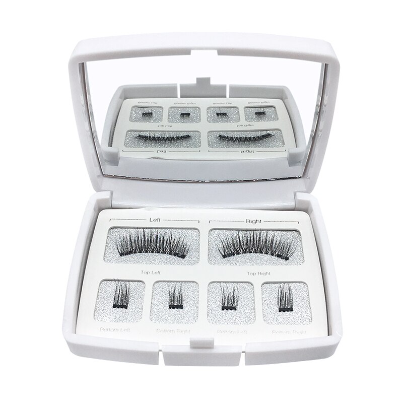 Magnetic Eyeashes with 2 Magnet Tweezers Set Natural False Eyelash Acrylic Box Packaging Magnet Lashes Makeup Tool