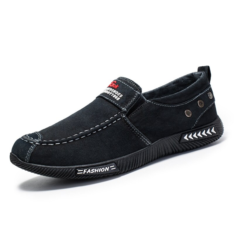 Remache genial zapatos de vaquero para hombre, zapatos de lona, zapatos planos para hombre, zapatillas , nuevos zapatos casuales de estilo suave y transpirable para hombre: Black / 8.5