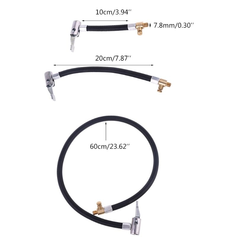 Car Tire Inflator Lock on Air Hose Extension for Standard Fine Thread 0.305" x32TPI Air Compressor Pump with Deflation