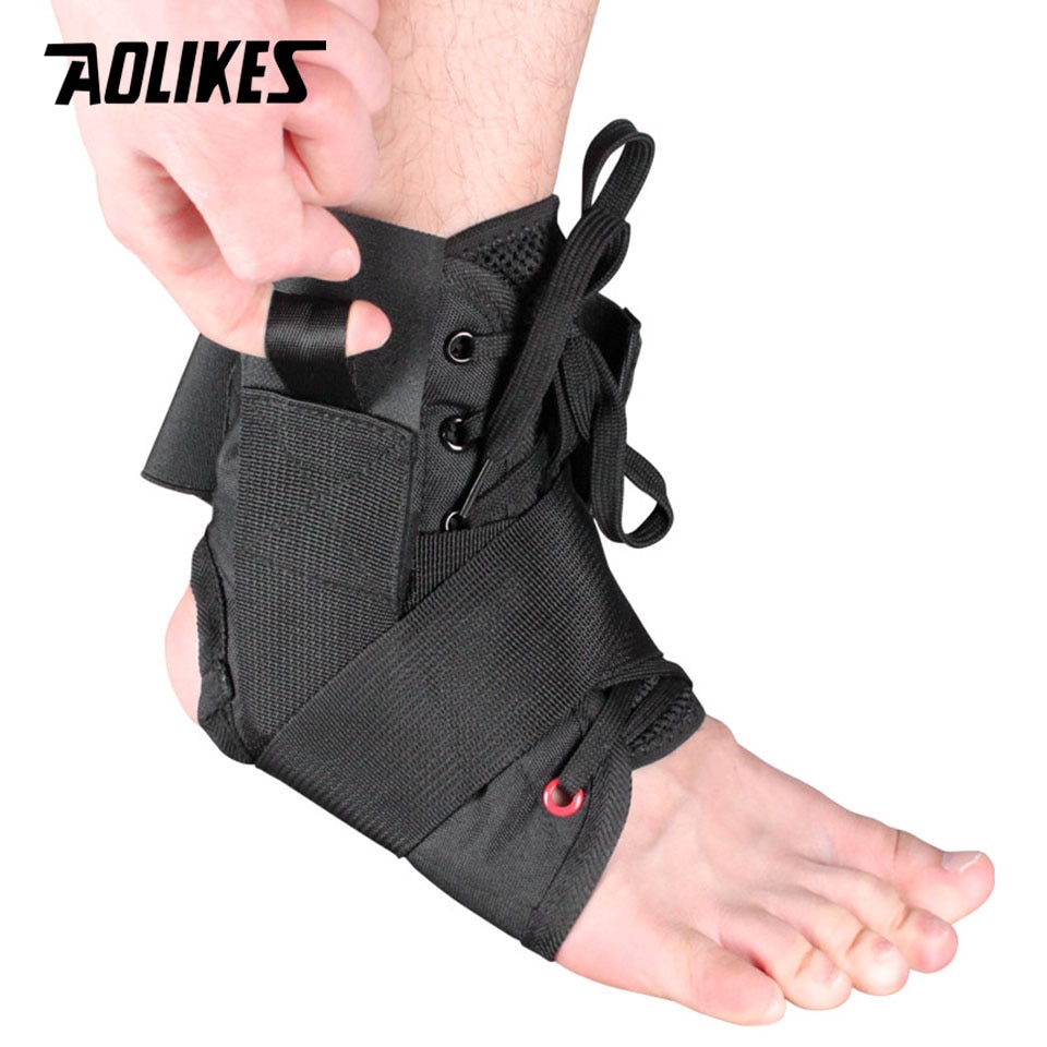 AOLIKES 1 pièce attelle de cheville Support sport réglable à lacets sangles stabilisatrices de cheville pour entorse pied Compression chaussettes manche