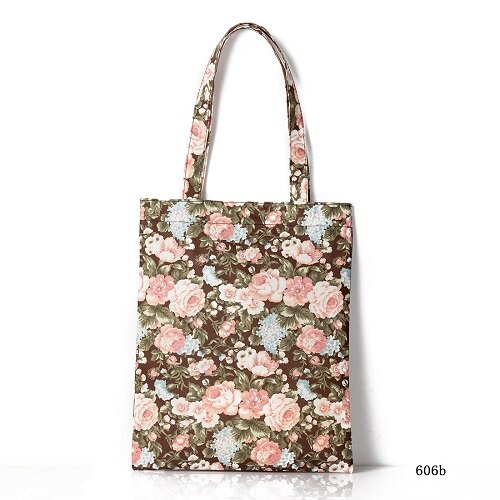 Miyahouse borsa a tracolla da donna di grande capacità con stampa su tela con cerniera borsa da donna borsa a tracolla femminile in cotone floreale di moda: 606b