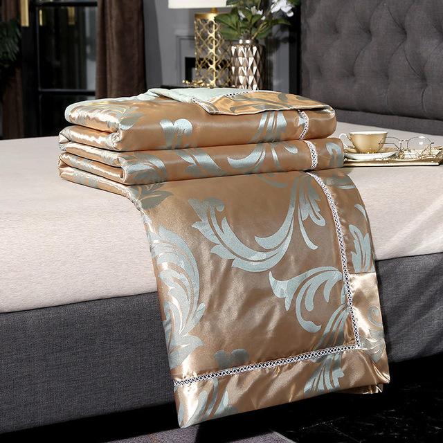 47 bomuldssilke jacquard forårs- og sommerbetrækstæppe luksus silkebløde tæpper fremhæver elegancen af sengen, der dekorerer soveværelset: Farve 7 / 200 x 230cm