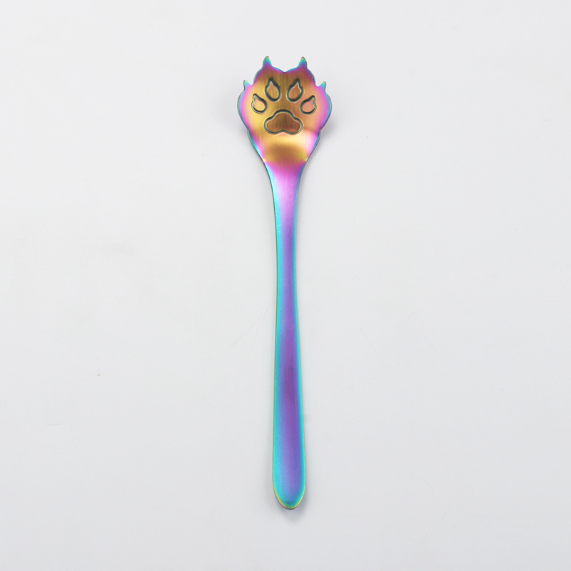 Cuillère à thé café à remuer en acier inoxydable cuillère à Dessert griffe de chien de chat accessoires à café couverts outils pour boire: dog neon