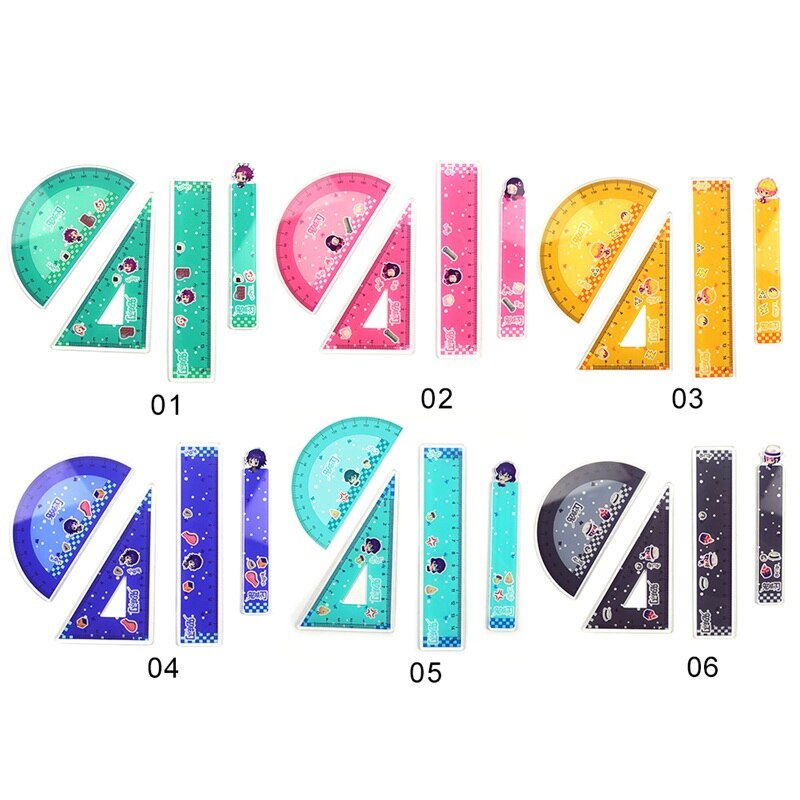 Regla de dibujo acrílico, 4 unidades por juego, regla triangular geométrica, transportador de enderezamiento, una variedad de reglas