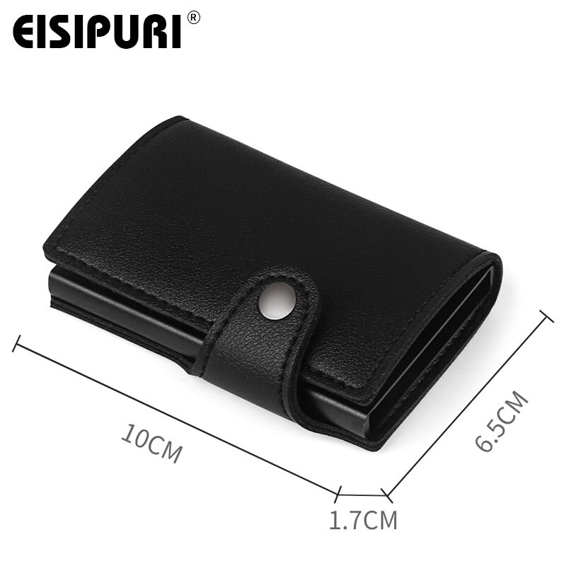 Heren portemonnee kaarthouder rfid aluminiumlegering creditcardhouder pu leren portemonnee antidiefstal heren automatische pop-up rfid portemonnee