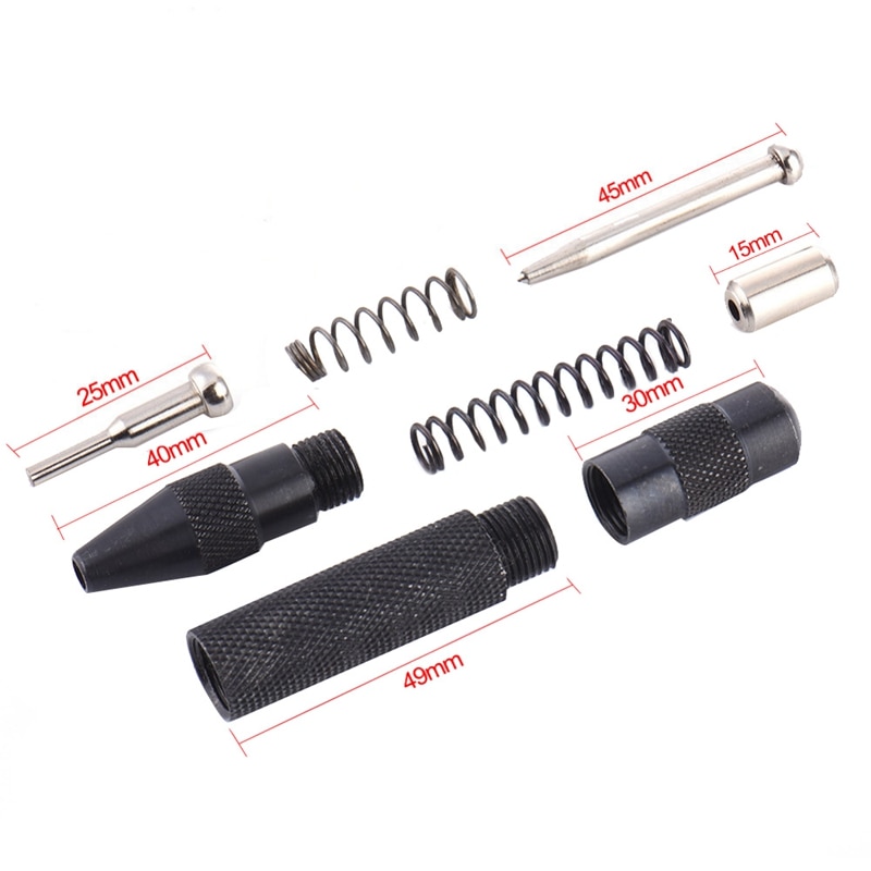 2 Pcs Automatic Center Hole Punch Spring Loaded 5 Inch Adjustable Impact Hand Tool for Metal Wood,Black