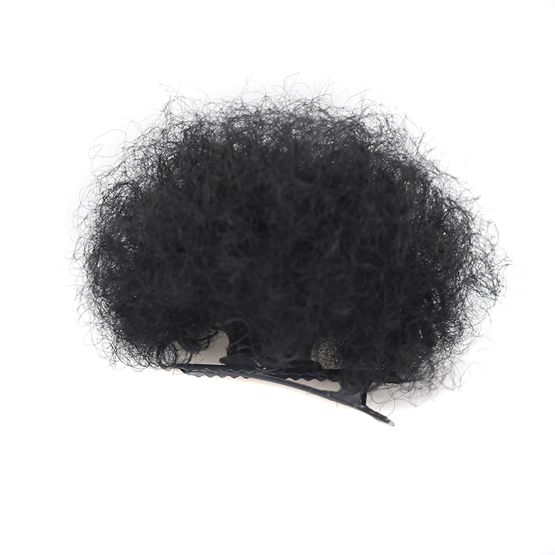 Coque de cabelo afro sintético com clipes para crianças, coque curto e crespo para meninas, extensão de rabo de cavalo encaracolado: Grande / 2 Pçs