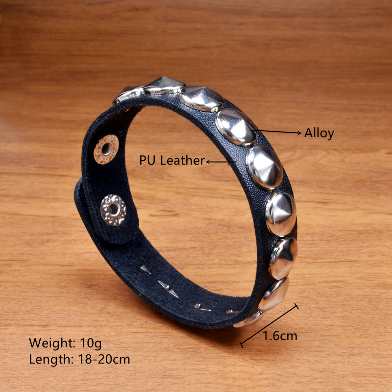 Punk Fashion Women Black Cuff Leather Bracelet Wristband Metal Rivets Stud Charm Vintage Wrap Bangle for Men Rock Gothic Jewelry
