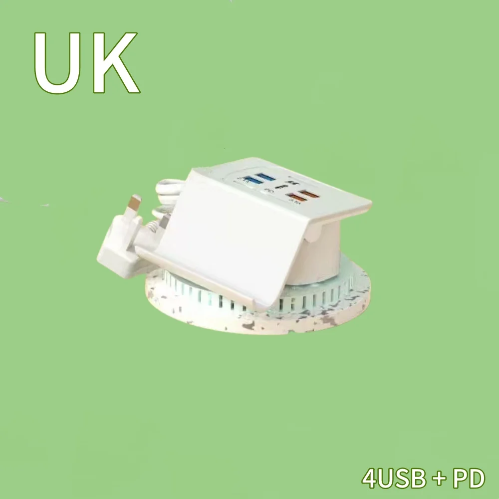 6- ports usb-opladerstation, opladestation til flere enheder, multi-usb-natbordsopladerstation med telefonholder: De