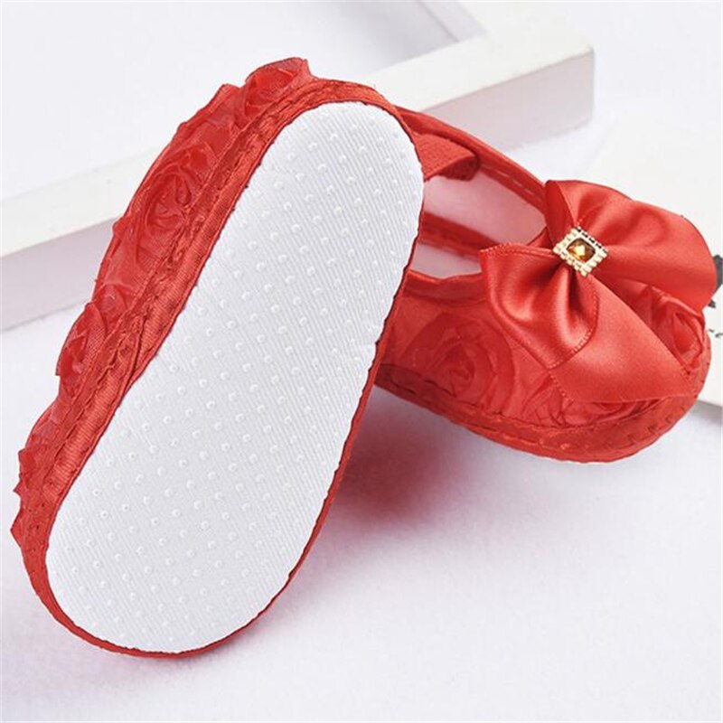 Baby Toddler Shoes Infant Flower Soft Sole Kid Girls Boy Baby Rose Bowknot Elastic Band Crib Shoes Prewalker 0-18 Months