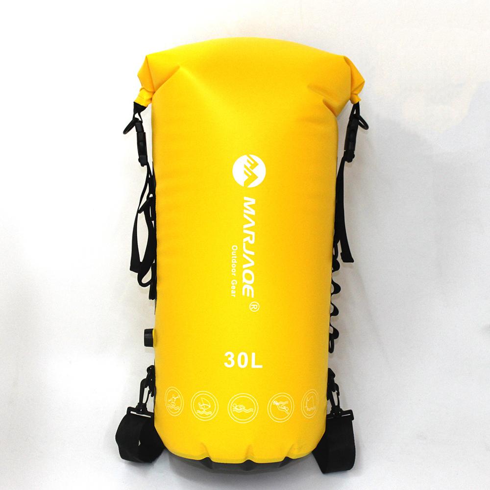 30L trekking dry bag impermeable floating backpack roll top sail kayak drypak motorcycle drybag bouy bike boat drysack deck bag: Yellow