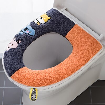 Cotton Linter Overcoat Toilet Case Bathroom Multi Color Toilet Mat Warm Toilet Seat Cover: A7