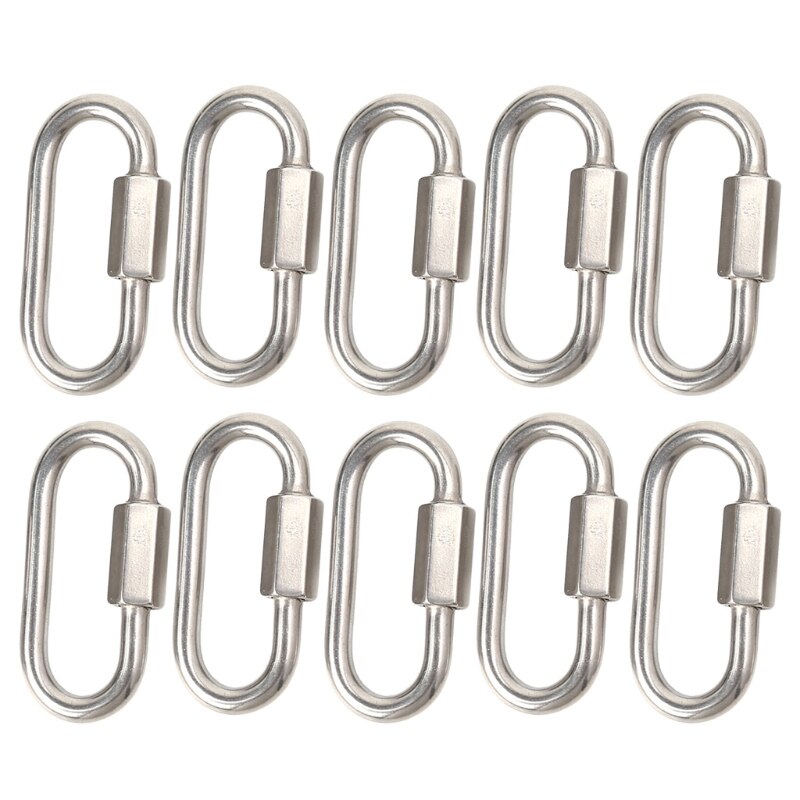 Stainless Steel Quick Link Threaded Chain Connector D Shape Locking Carabiner Heavy Duty for Camping Hammock Swing Trailer: M5