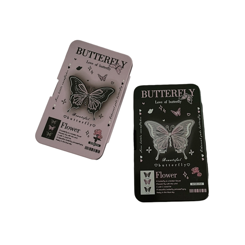 Étui à lentilles de contact style papillon, boîte à lentilles pour les yeux de pupille de beauté portable avec miroir et pince à épiler
