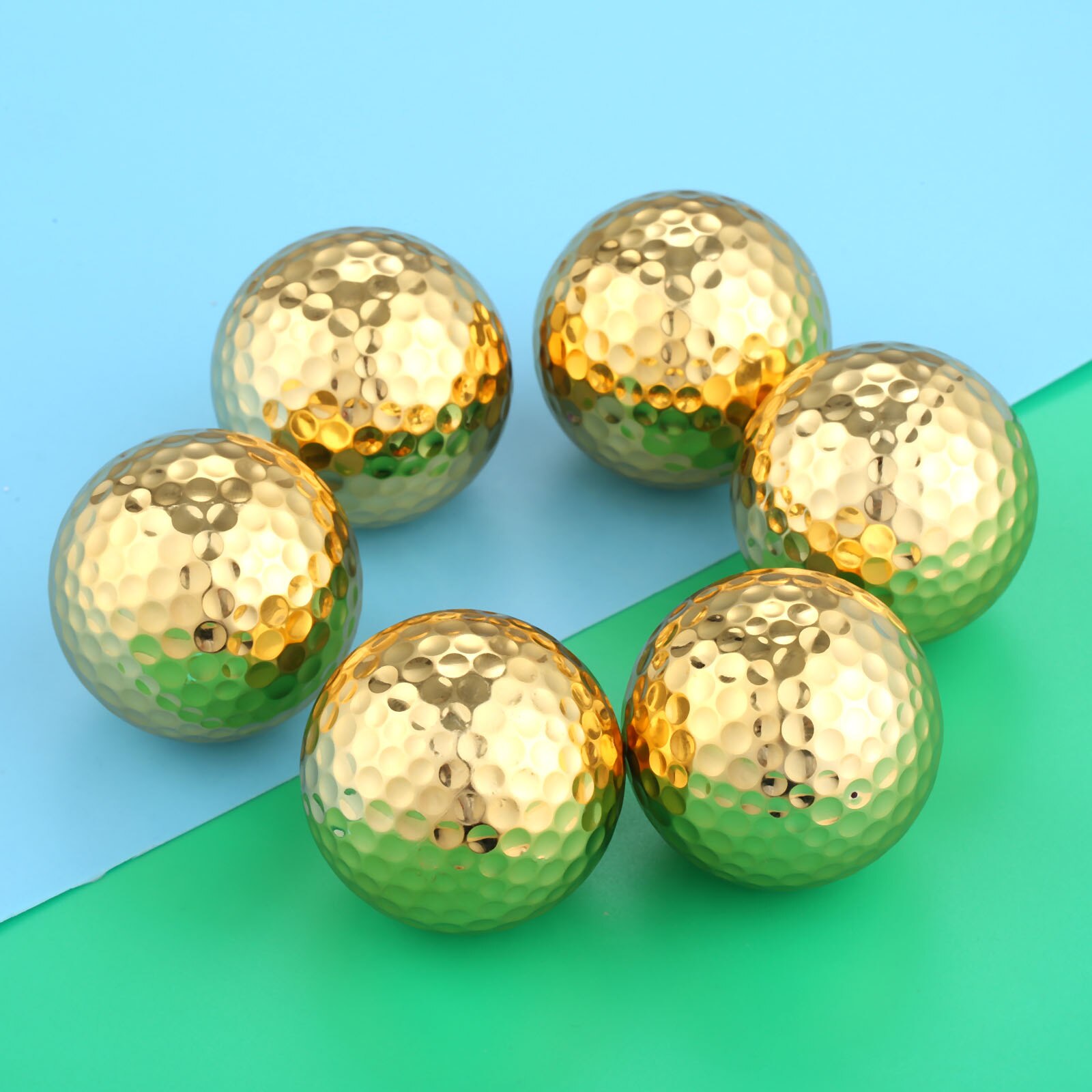 6 stk/parti to lag guldfarvede golfbolde golføvelsesbolde golfspiller træningstilbehør diameter 42.67mm
