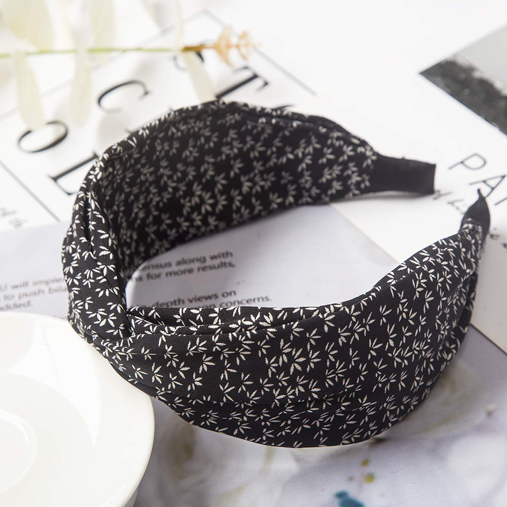 Kwiatowy nadruk wiązane opaski na głowę Bezel Turban elastyczna kokarda krzyżowa opaski do włosów dla kobiet obręcze do włosów opaski dziewczęce akcesoria do włosów biżuteria: Kości słoniowej