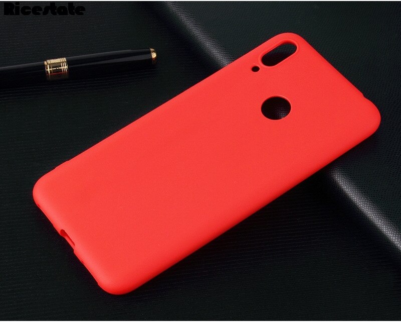 Funda de silicona blanda de TPU para Huawei Y7 , carcasa de Color caramelo para Huawei Y7: Rojo