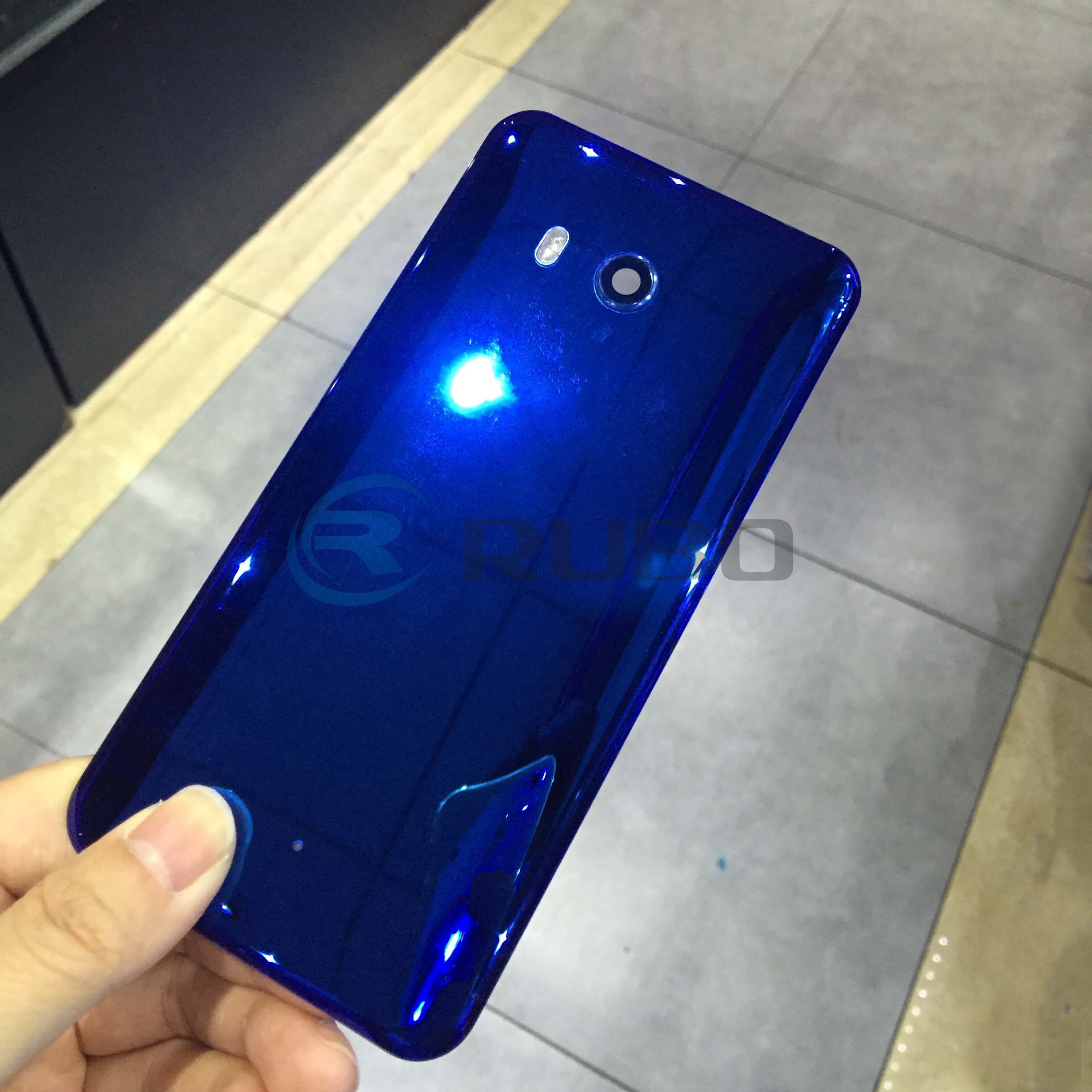 Para htc u11 bateria capa traseira do painel de vidro porta habitação caso com adesivo adesivo para htc U-3W u11 volta cobrir