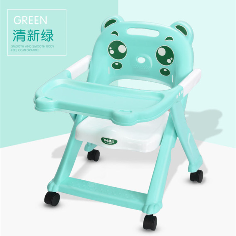 freundlicher esstisch stuhl faltbare multi-funktionale Baby esszimmer stuhl tragbare Kleinkind lernen zu essen hocker: Grün mit Räder