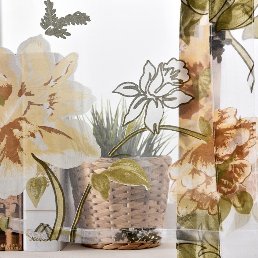 Flower Roman Curtains Kitchen Valance Tulle Sheer Panel Bedroom Window Drape