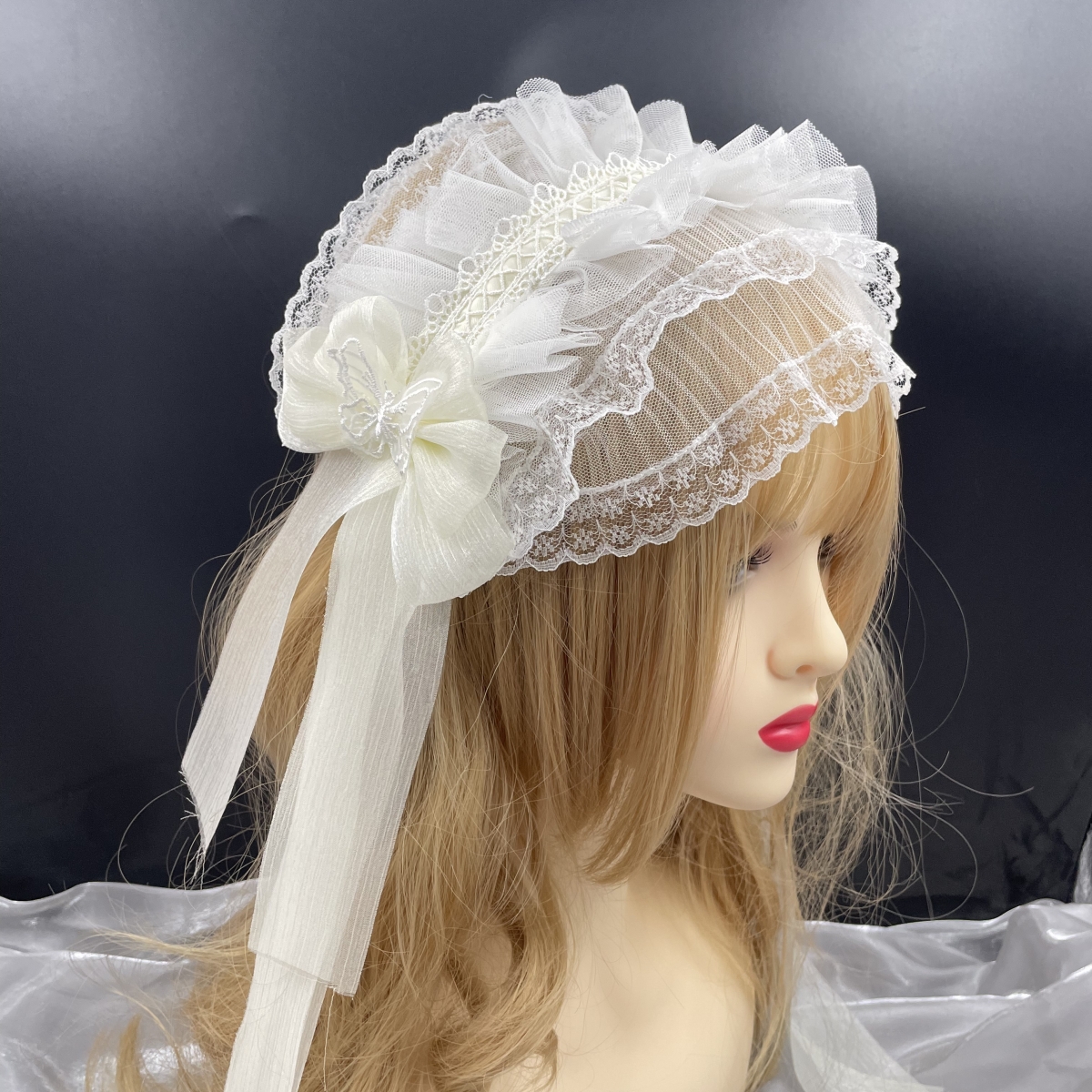Cosplay Anime Gothic Lolita Maid Lace Headband Women Girls Ruffles Lace Flower Embroidery Hairband Headpiece Hair Hoop Accessory