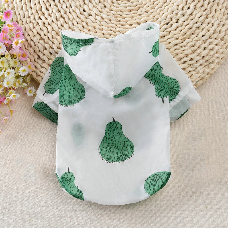 Pet Dog Sun Protection Clothing Colorful Fruits Print Sun-proof Puppy Cat Summer Outdoor Raincoat Sunscreen Clothes: A / XL