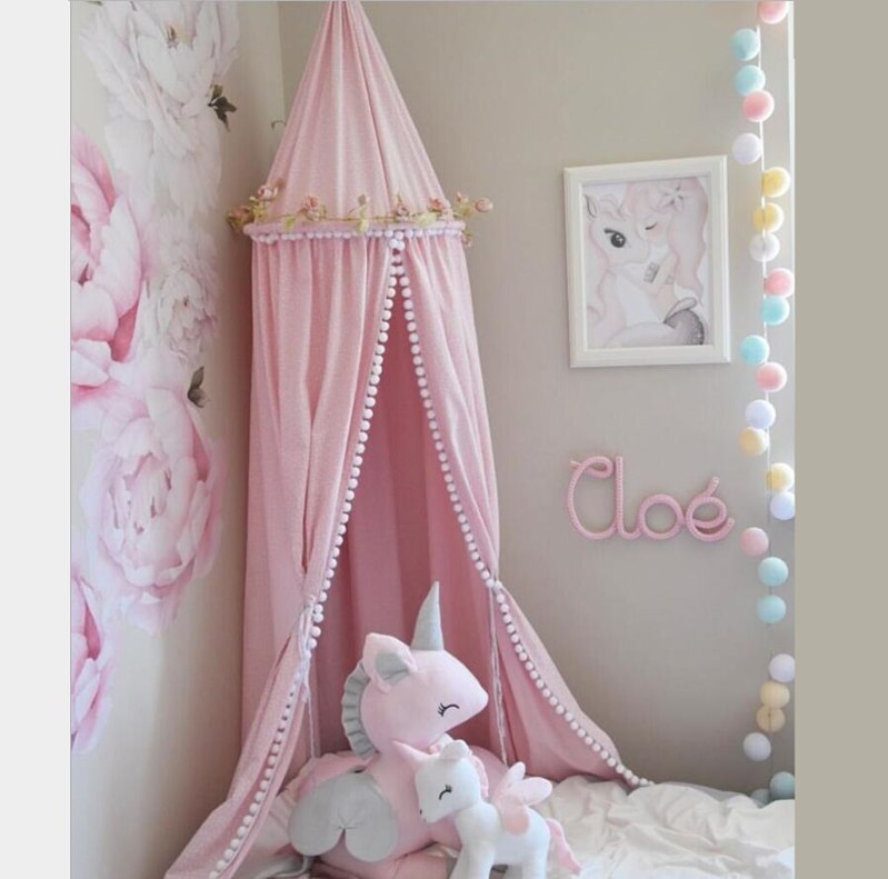 Kids Play House Tents Canopy Bed Curtain Baby Hanging Tent Crib Children Room Decor Round Hung Dome Mosquito Net Bed Valance