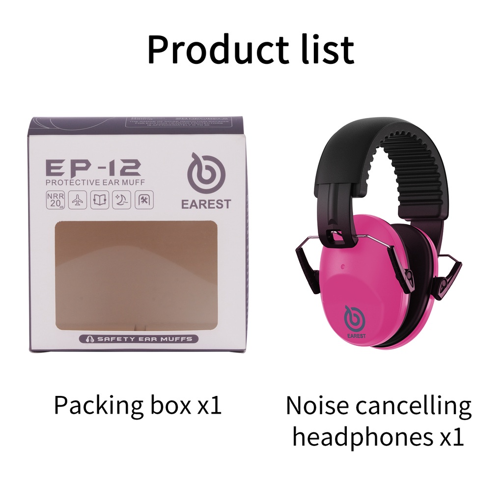 EAREST Protection Ear Muffs Foldable Kids Ear Defenders For Adults Shooting Earmuff NRR 20 dB Noise Reduction Safety Earphone: Pink