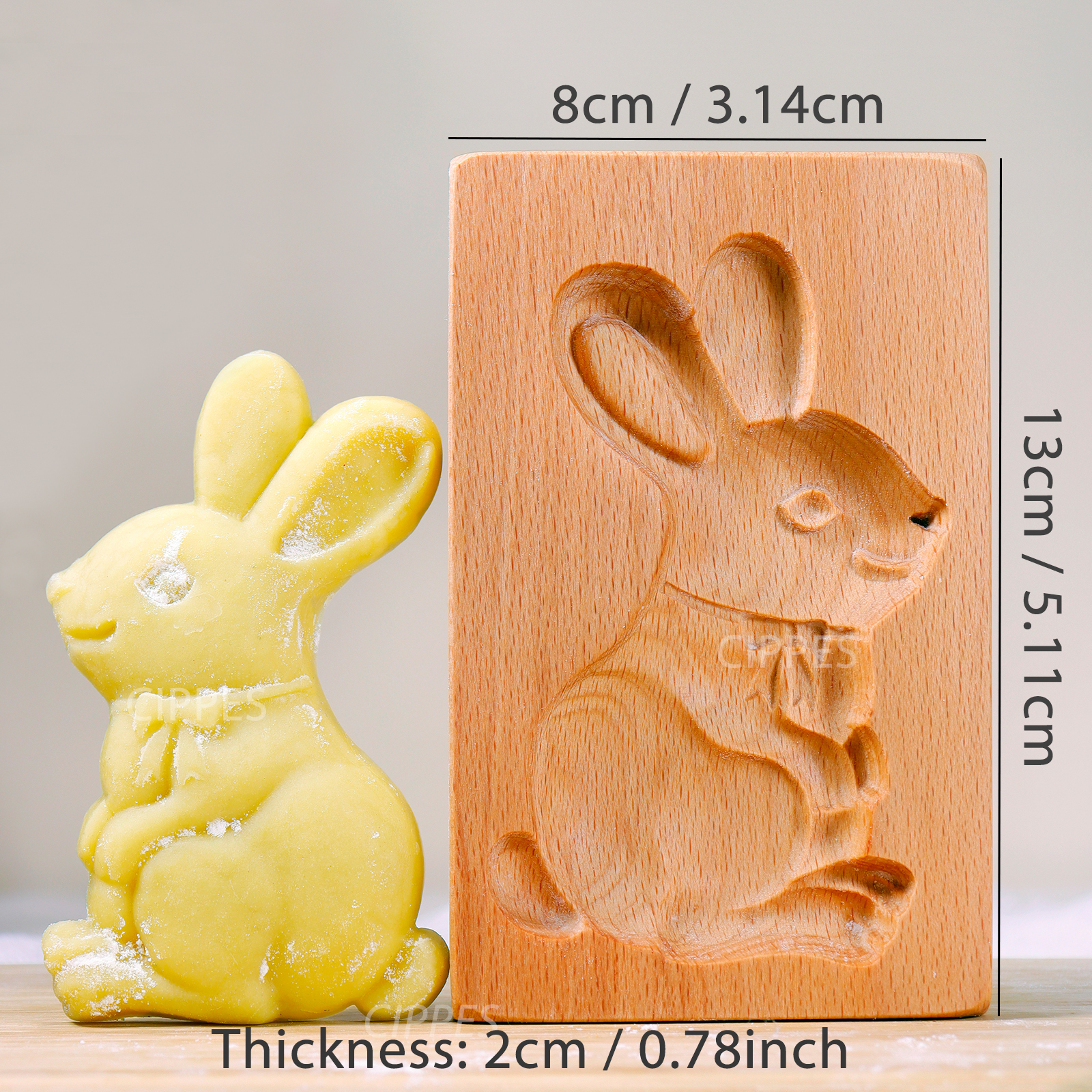 1 molde de madera para galletas de Navidad, patrones de animales, moldes para cortar galletas en relieve tallados en 3D, pájaro, oso, tigre, caballo, ardilla: Azul cielo
