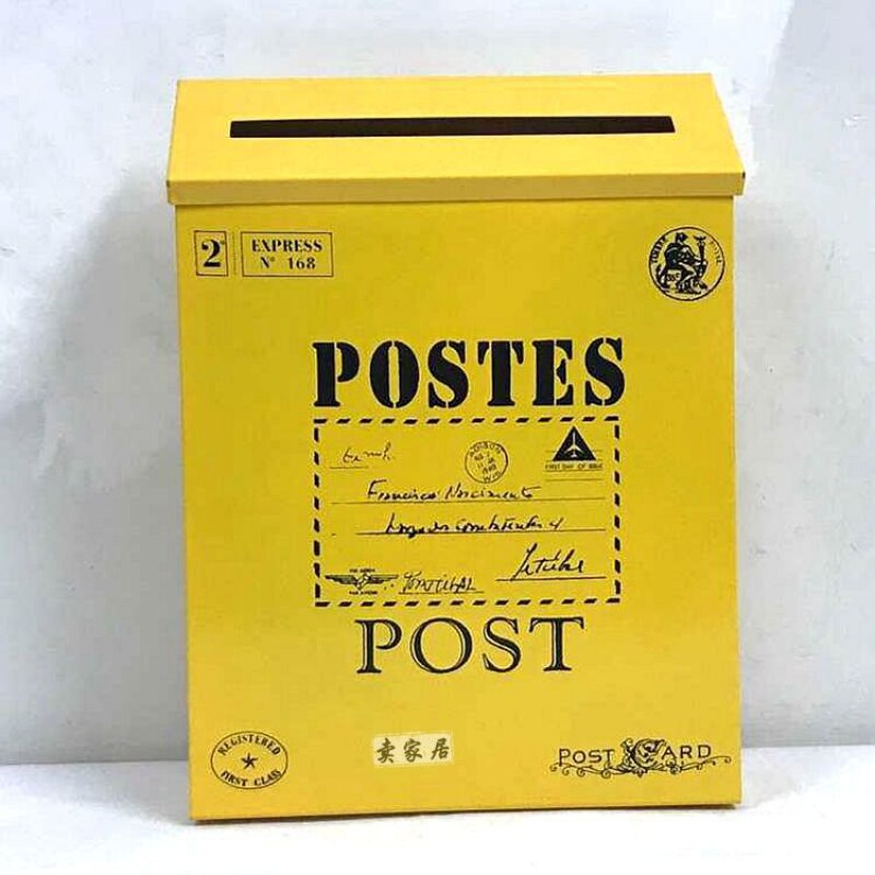 Handcraft Wood Outdoor Mailbox Gardening Cute Wall-Mounted Iron Anti-Rust Letter Box Convenient Box: B8