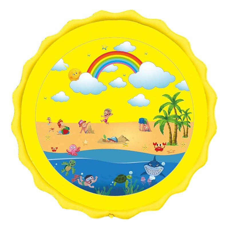 Swimming Pool Children's Outdoor Toys Framed Pool Water Spray Pad Lawn Entertainment Toys Summer Outdoor PVC Cartoon Toy Mat: Green