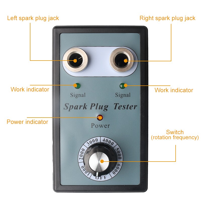 Bil bil tennplugg tester med justerbar dobbelthull detektor tenningsplugg analysator med eu plugg for 12v bensinbiler