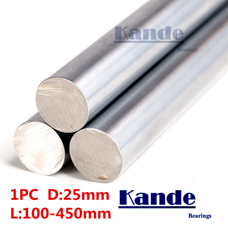 Kande kullager 1pc d :25mm 3d skrivarstång axel 25mm linjär axel 100mm förkromad stång axel cnc delar 100-450mm