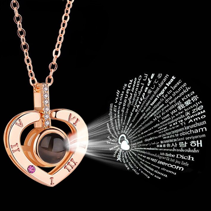 Projection Pendant Necklace for women Girls Love Memory Heart Necklace Valentine's Day Couple Jewelery