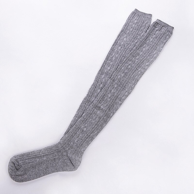 Gebreide overknee lange laarzen meisjes dames herfst winter overknee sokken dames winter dijhoge warme sokken: Grijs