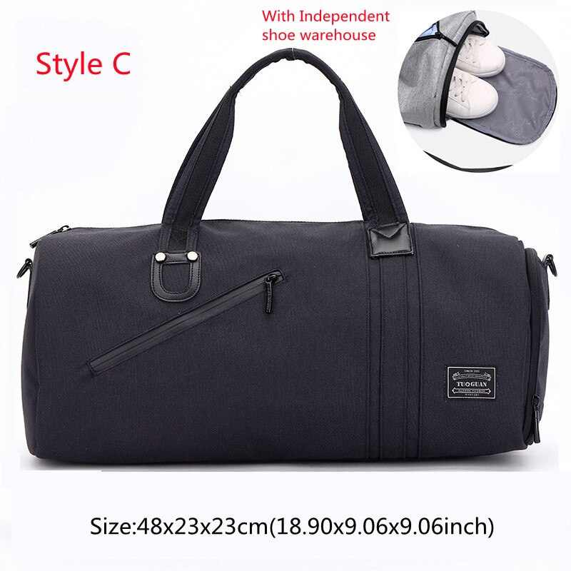 High Capacity Travel Tote Multifunction Cosmetic Clothes Storage Duffle Shoulder Bags Sports Fitness Handbag Accessories Supplie: C Black