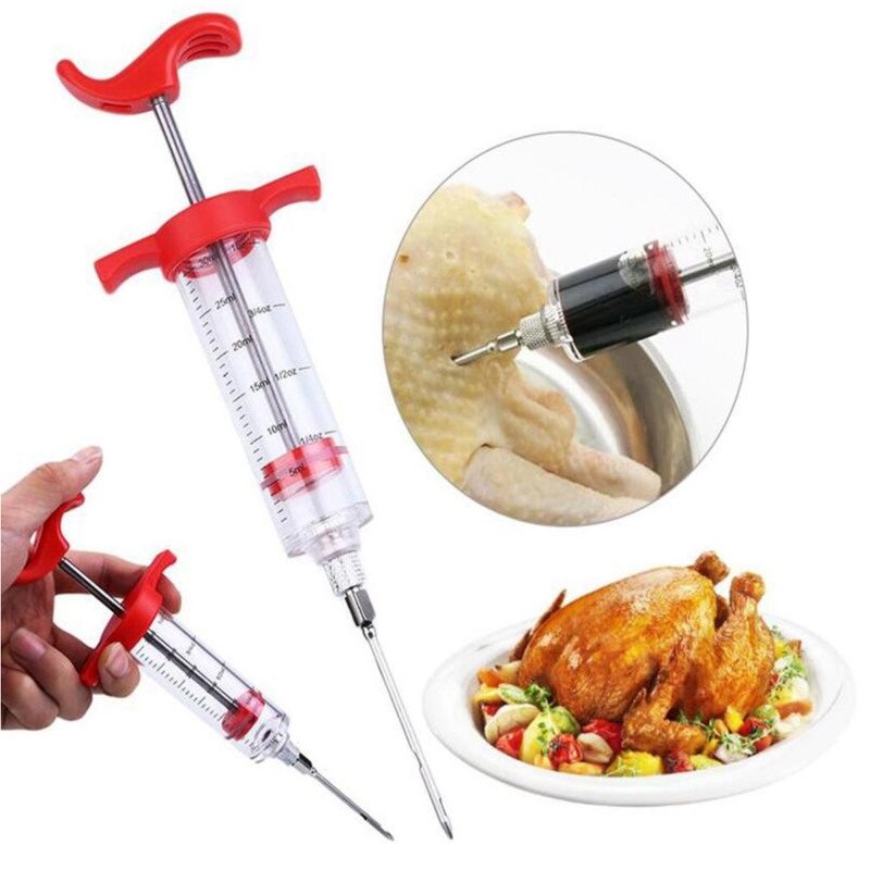 Meat syringes Kit sauces marinades Party Turkey Needles steak Injector Chicken Roast Kitchen Cooking Injection Spices