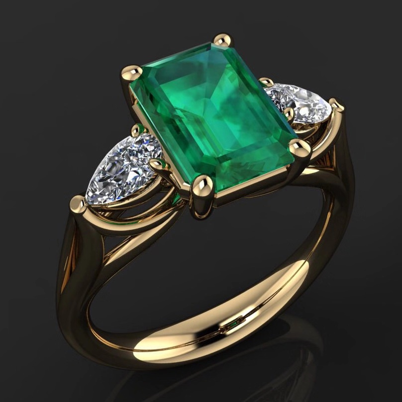 Stijl Groene Kristal Zirkoon Ringen Voor Vrouwen Goud Kleur Ring Mode-sieraden