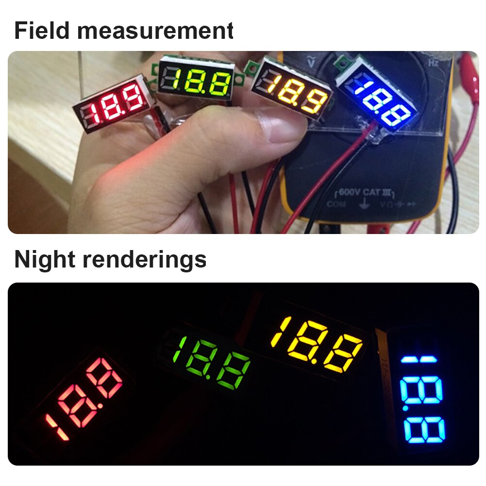 5 stücke Mini Digital DC Voltmeter 0,28 Zoll Zwei-Draht 2,5 V-30V Mini Digital DC Voltmeter Spannung Tester Meter 5 farben Volt Meter